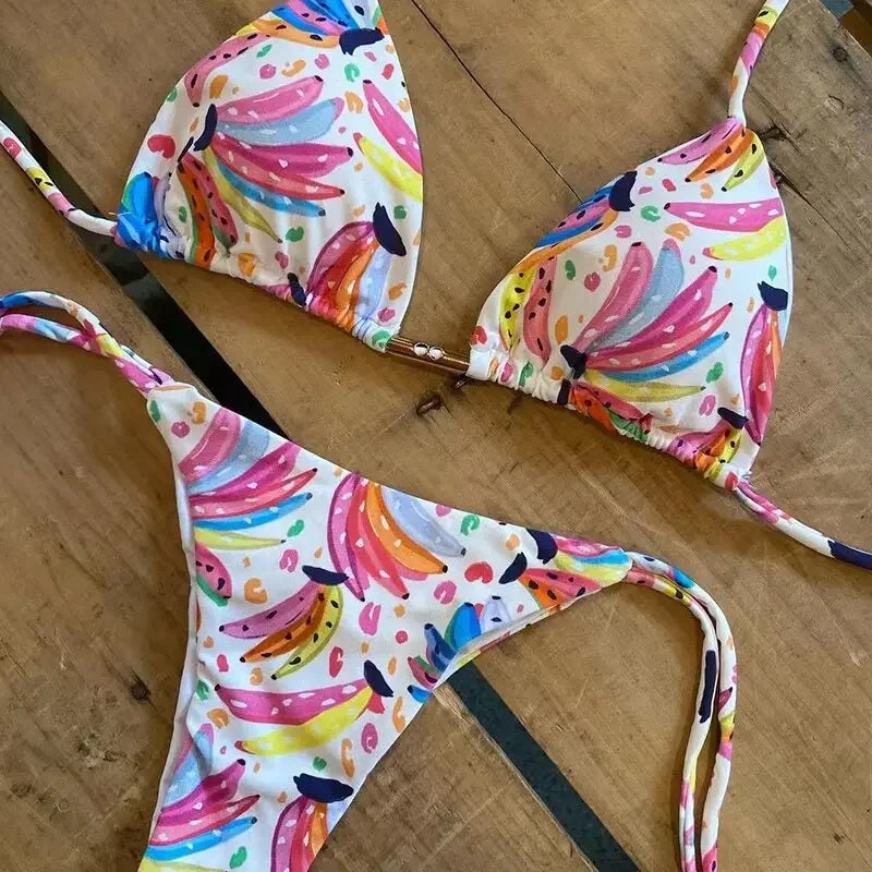 QINJOYER Swimwear Women Leopard Print Bikini Biquini Brazilian Swimwear 2 Piece Set Women Bikini String Swimming Suit Beach Wear