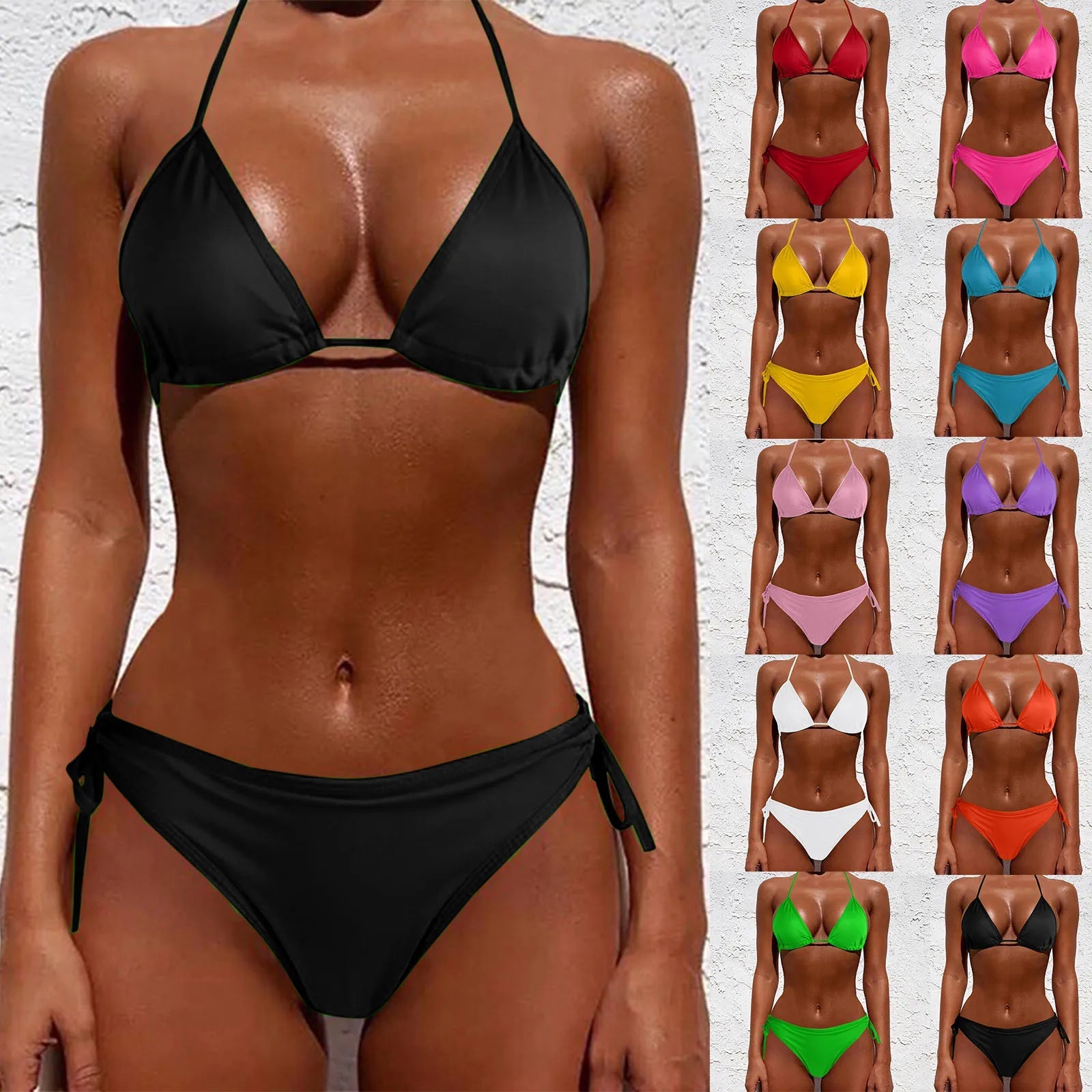 Summer Lightweight Spicy Girl Bikini Swimsuit Women'S Sexy Fashion Swimsuit Solid Color High Waist Gold Lock Bikini Swimsuit Luxlife Brands