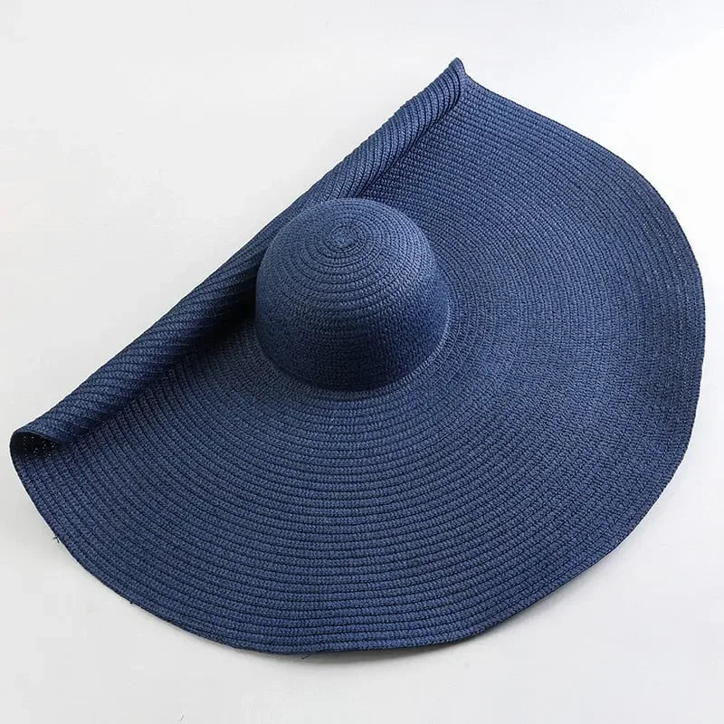 70cm Oversized Wide Brim Sun Hat Travel Large UV Protection Beach Straw Hats Women's Summer Floppy Foldable Chapeaux Wholesale