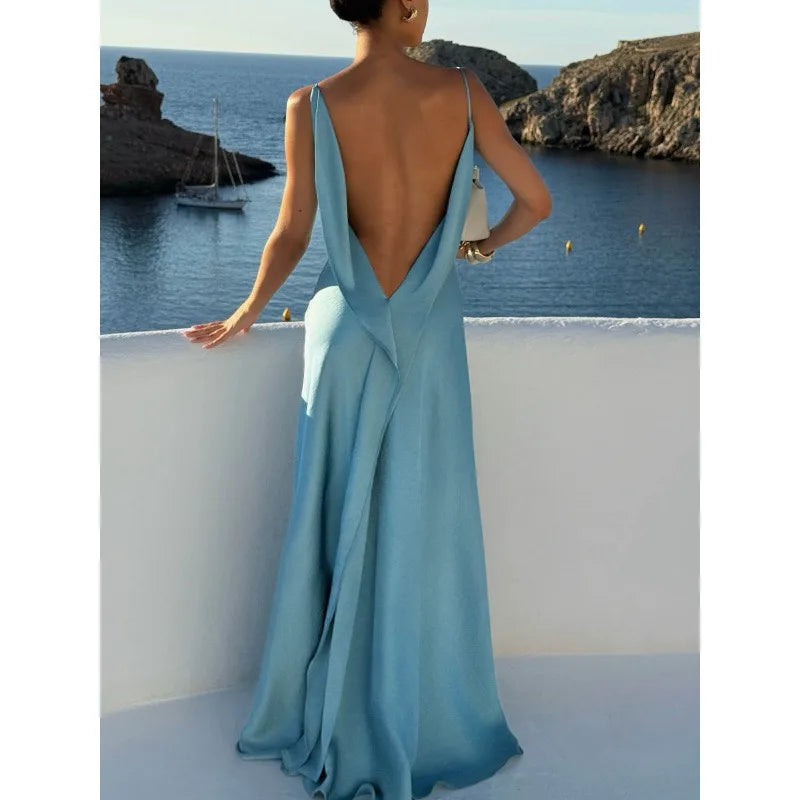 Elegant Women Guest Wedding Dress Sexy Strap Halter Backless Slim Cocktial Evening Maxi Dress Luxury Party Celebrity Prom Gown Luxlife Brands
