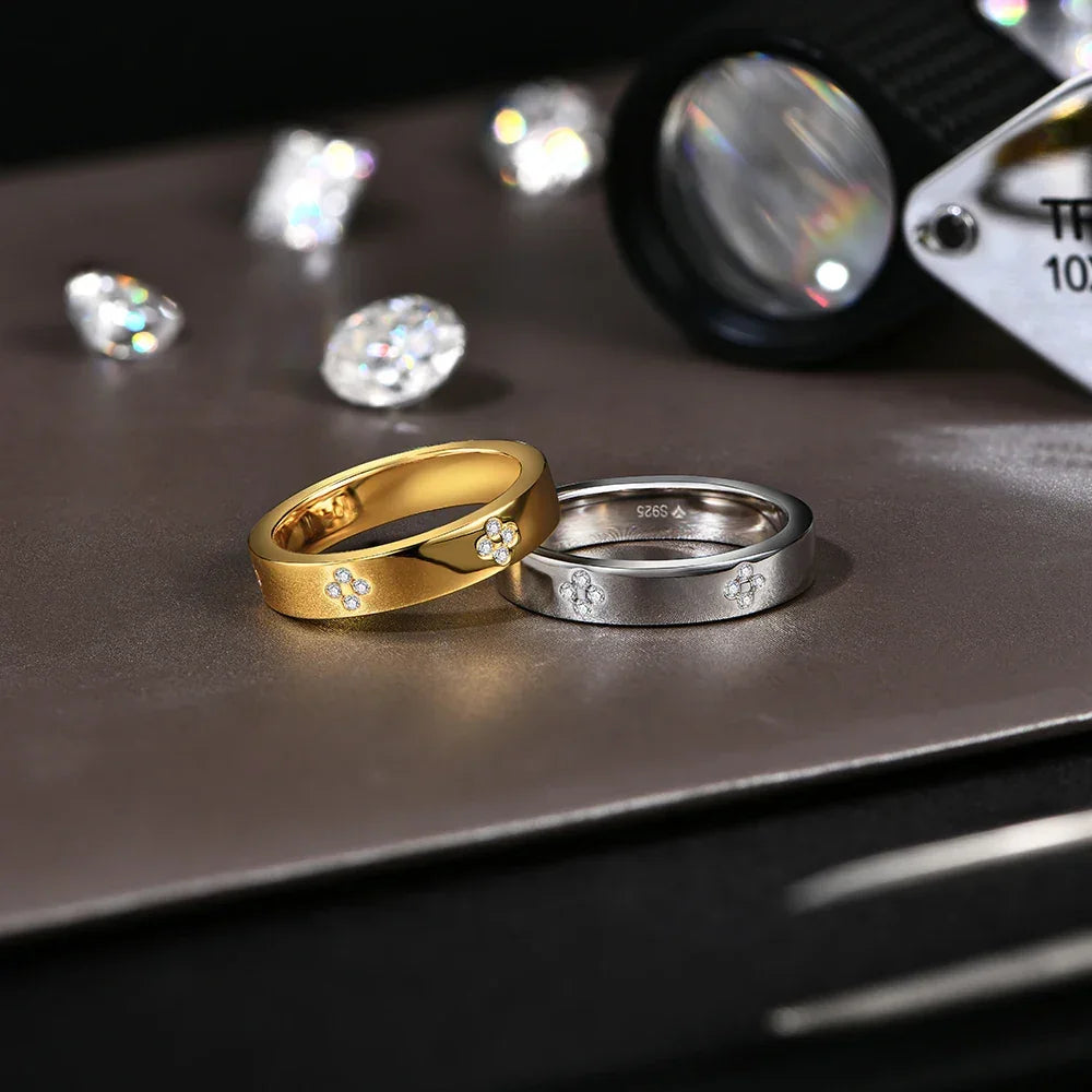 ATTAGEMS Luxury D Color Round Cut 1.25mm Moissanite Wedding Band Rings For Women S925 Sterling SIlver Flowers Shape Fine Jewelry