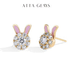 ATTAGEMS S925 Sterling Silver Moissanite Diamond Earrings Enamel Design Rabbit Shape For Women Girls Birthday Gifts Fine Jewelry Luxlife Brands