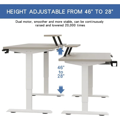 Adjustable Height Sit Stand Up Desk with Storage Shelf