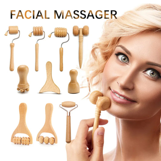 Face Massager Maderoterapia Face Roller Mini Wood Therapy Face Slimming Gua Sha Scraper Facial Lifting Wrinkle Remover LUXLIFE BRANDS