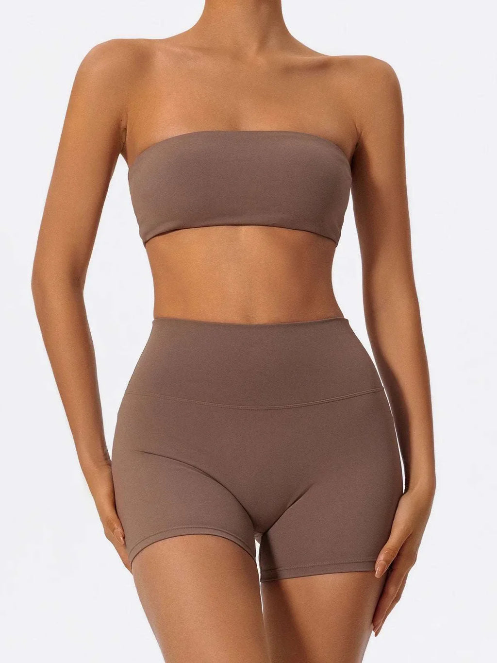 Ctenkevet Women Strapless Bra Suits Gym Workout Yoga Outfit Female Fitness Crop Top Outdoors Activewear Women Underwear Set