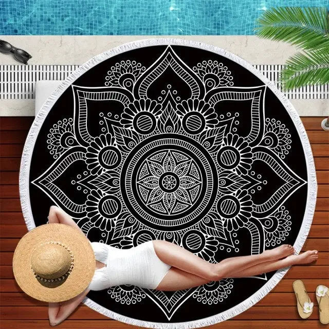 Gradient Mandala Round Beach Towel/Yoga Mat