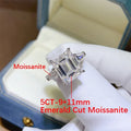 BXINY 5/10CT Emerald Cut All Moissanite Rings S925 Silver Baguette 3-Stone Diamond Women Men GRA Certified Wedding Bands Jewelry