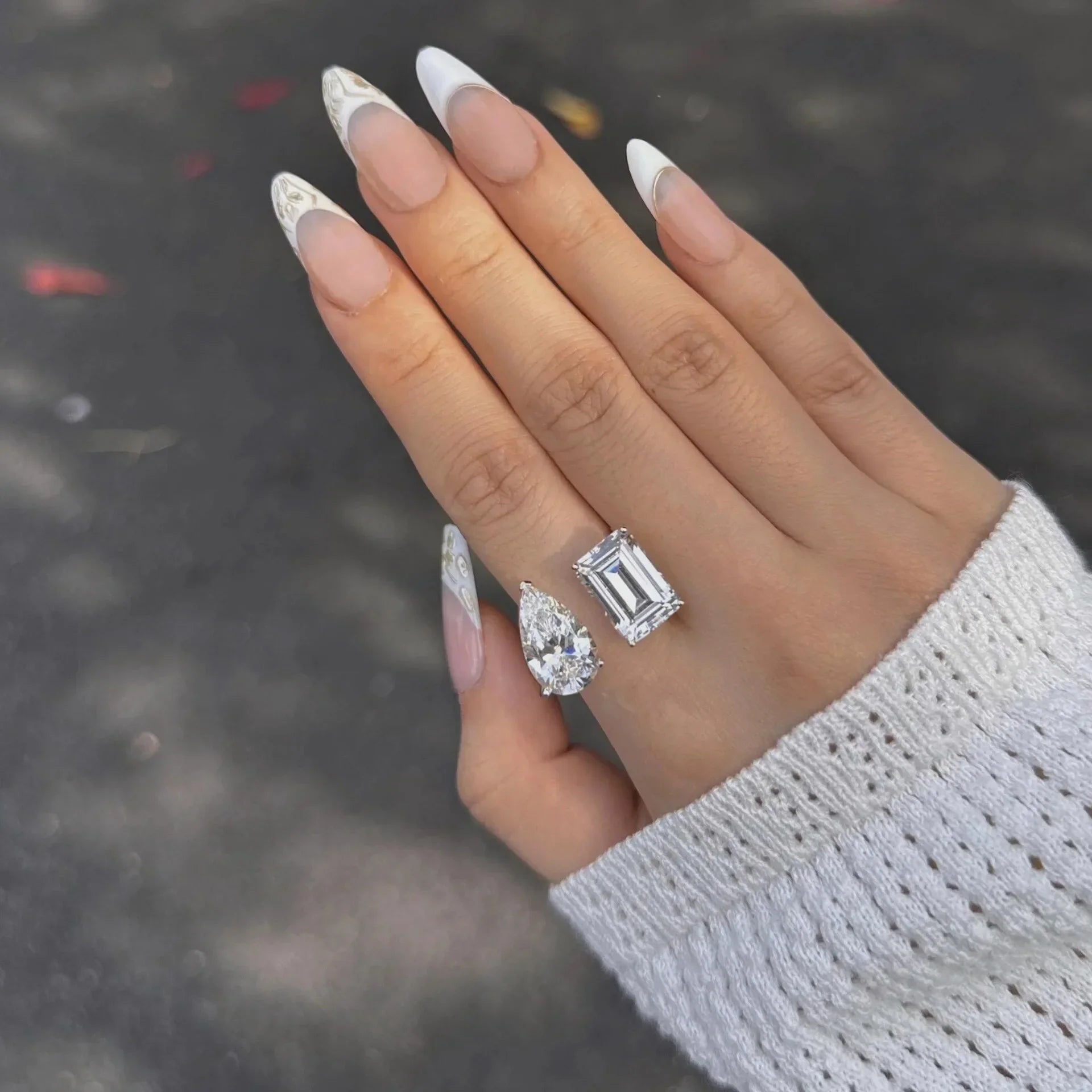 New 925 Sterling Silver Pink White Pear Cut Heart cut Simulated Diamond Wedding Party Open Rings Fine Jewelry Christmas Gifts Luxlife Brands