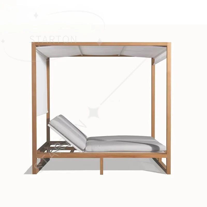 High Quality Luxury Hotel Outdoor Sunbed All-Weather Beach Lounge Bed with Canopy Waterproof Daybed for Garden or Pool Use