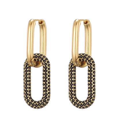 LOVBEAFAS Brand Gold Color Geometric Oval Rectangle Hoop Earrings For Women Zircon Wedding Jewelry Elegant Female Dangle Earings LUXLIFE BRANDS
