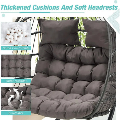 Outdoor and Indoor Egg Chairs With Grey Cushions for Patio Cocoon Swing Set Balcony Garden Swings Hanging Chair Stork Nest Swing