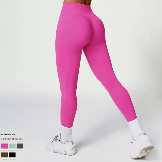 2023 Belly Contracting Hip Lifting Brushed High Waist Yoga Pants Quick-Drying Workout Running Pants Outer Wear Tight Sports Pants Trousers