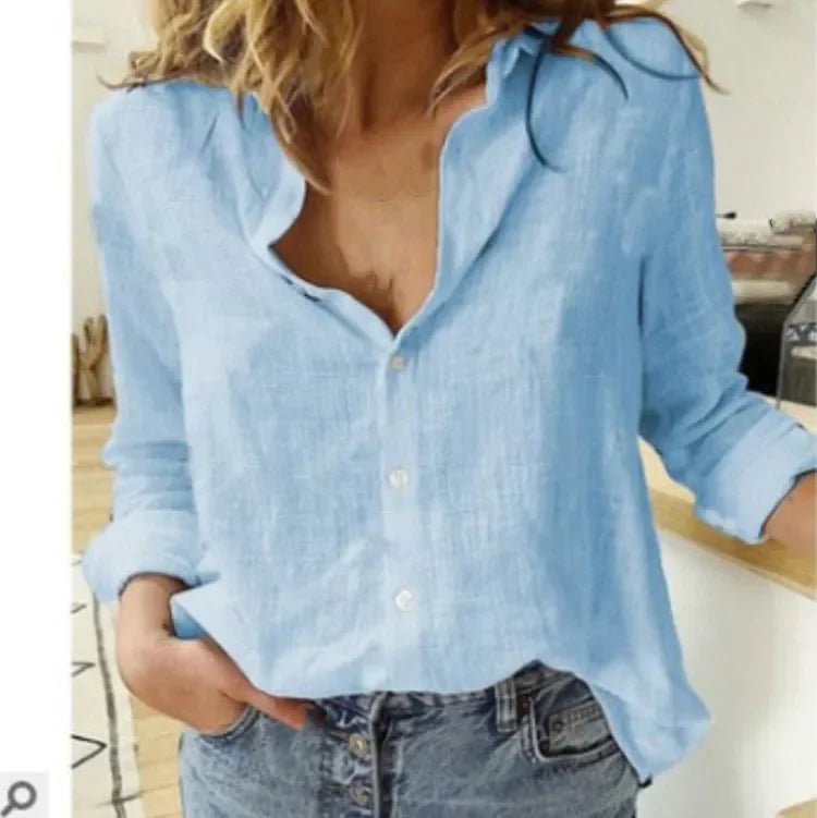 Fashion Women's Print Shirt Women's Long Sleeve Top Cotton Office 2024 Spring Summer Casual Loose Top Large 5XL