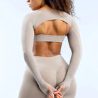 New Sports Long Sleeve Shrug Seamless Spandex Woman Fitness Elastic Breathable Shrug Sports Long Sleeve（Not Contain Bra） Luxlife Brands