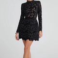 Lace Long Sleeve Mini Party Dress