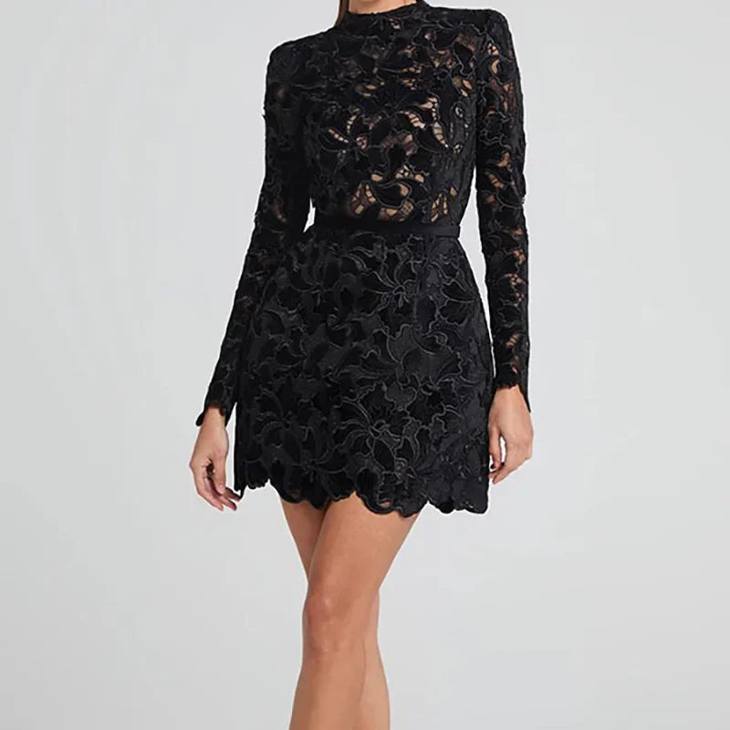 Lace Long Sleeve Mini Party Dress Luxlife Brands