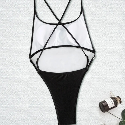 Sexy Black Bikini One-Piece Swimsuit for Women Sparkling Cross-Border New Arrival Elegant Backless Design from Mainland China