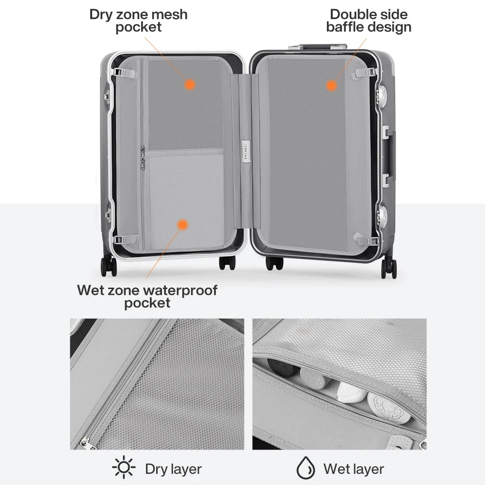 Carry On Luggage 20'' Rolling Luggage Aluminum Frame PC Hardside with Spinner Wheels TSA Lock 24''