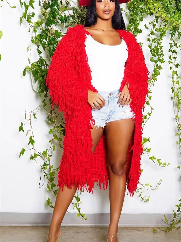 Women’s Oversized Tassel Coat LUXLIFE BRANDS