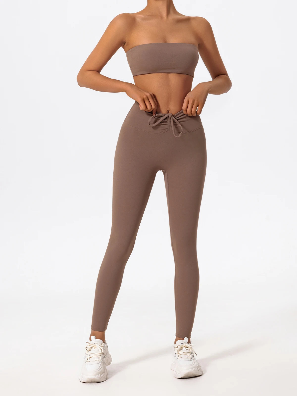 Ctenkevet Summer Women's Breathable Yoga Set Female High Waist Drawstring Sports Suit 2ps Women Fitness Wear Strapless Bra Woman Luxlife Brands