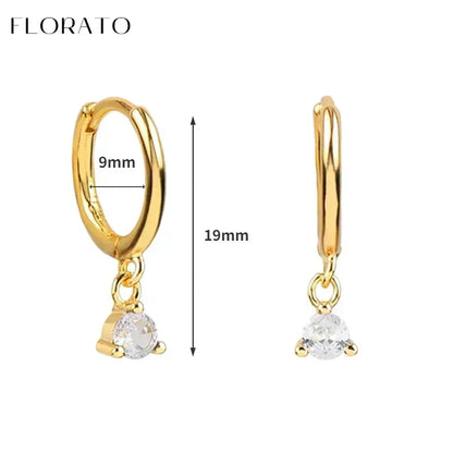 Luxury white crystal zircon earrings 925 sterling silver ear needles Hoop gold earrings For women Fashion Luxury Wedding Jewelry