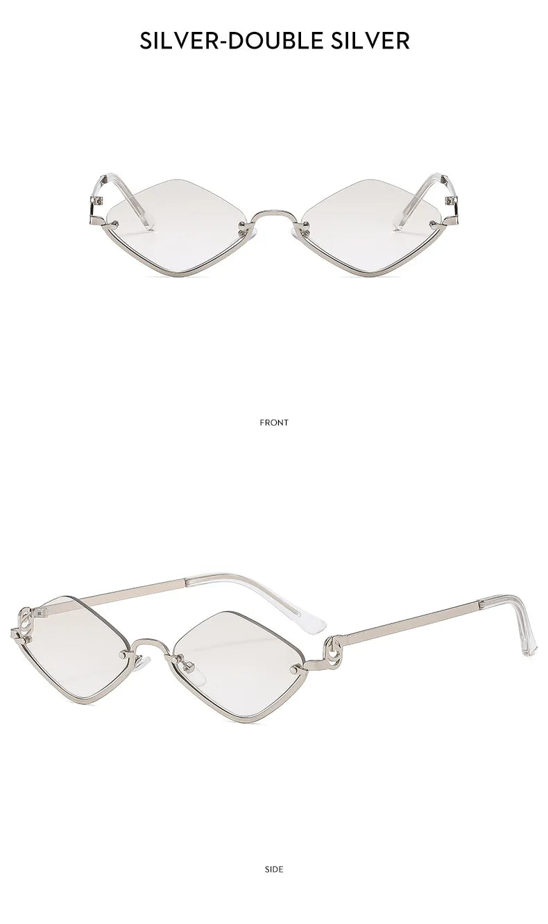 Fashion Small Polygonal Sunglasses Women Brand Metal Half Frame Glasses Ladies Hipster Sexy Cat Eye Shades Vintage