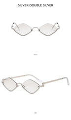 Fashion Small Polygonal Sunglasses Women Brand Metal Half Frame Glasses Ladies Hipster Sexy Cat Eye Shades Vintage Luxlife Brands
