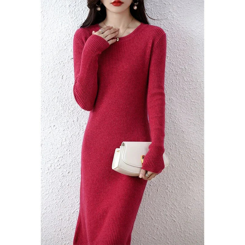 Vienna Cashmere Sweater Dress 100% Merino Wool LUXLIFE BRANDS