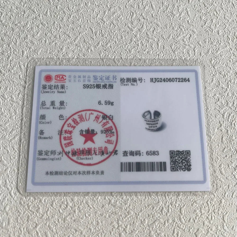 Real 925 Sterling Silver Personality Wide Letters Adjustable Retro Ring Fine Jewelry For Women Party Elegant Accessories