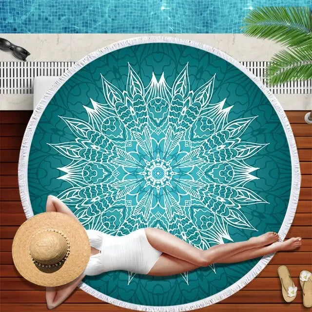 Gradient Mandala Round Beach Towel/Yoga Mat