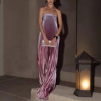 Elegant Women Folds Party Cocktail Dress Sexy Luxurious Off Shoulder Guest Host Evening Robe Celebrity Ceremoney Birthday Gown Luxlife Brands