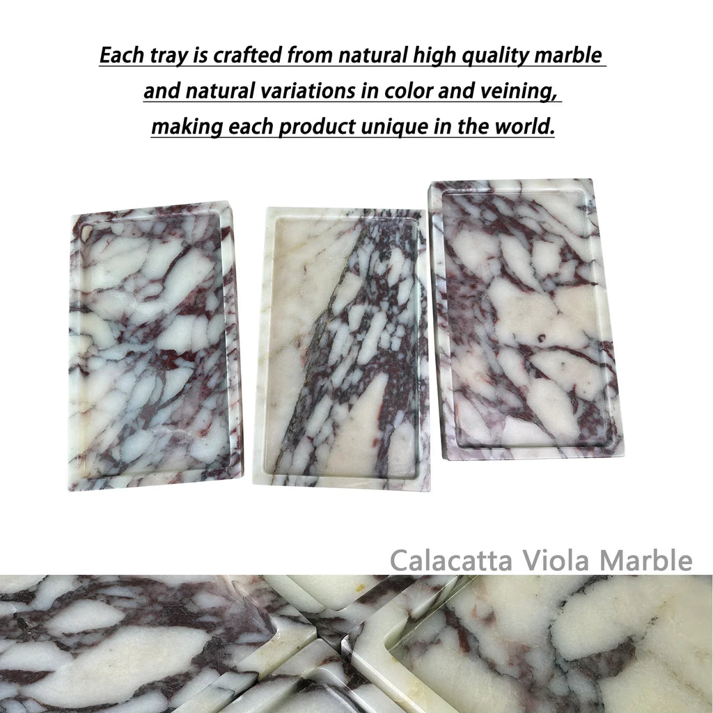 Calacatta Viola Marble Vanity Tray, 10x6in
