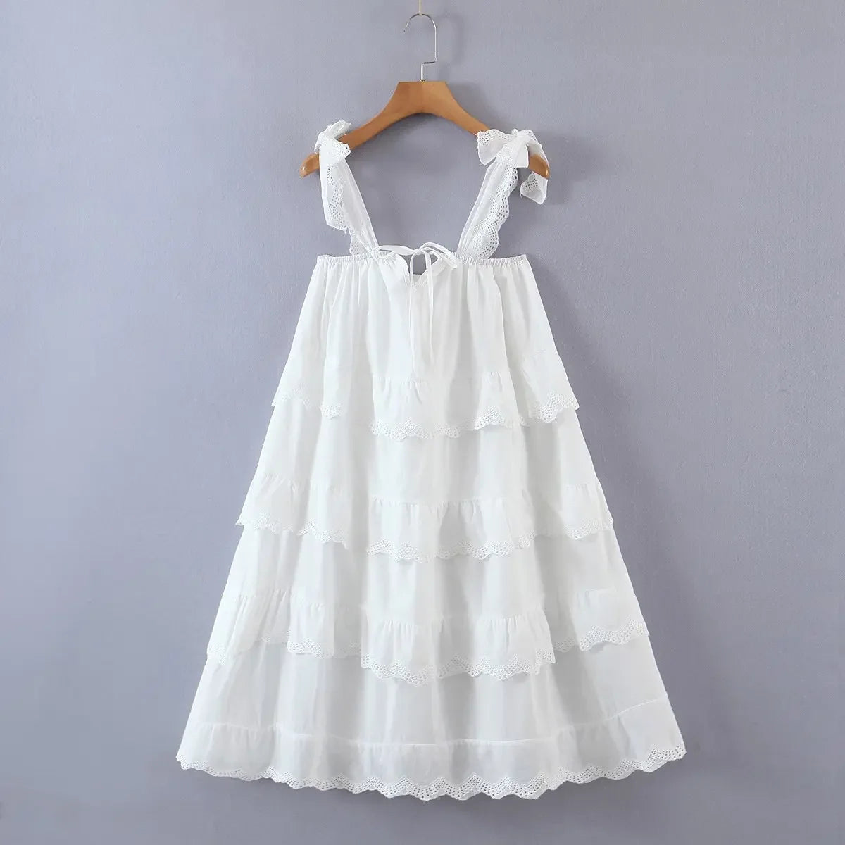 White mini lace dresses for women 2024 Summer party dresses sexy ruffle dress beach outfits for women sundress elegant backelss
