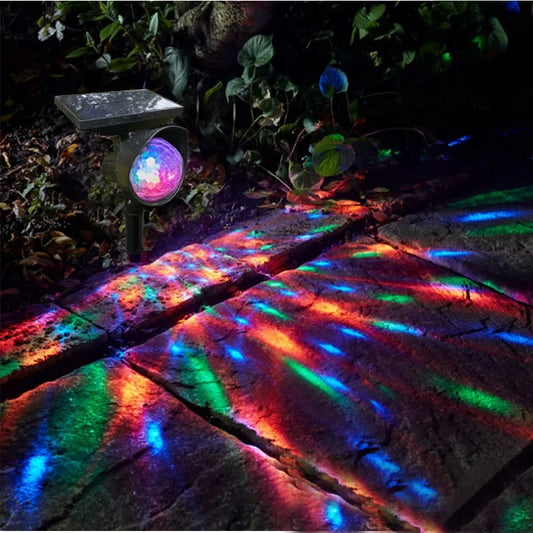 Creative Outdoor Solar Rotating Color Projection Lamp Outdoor Waterproof Lawn Lamp Villa Garden Decoration Atmosphere Lights Hot