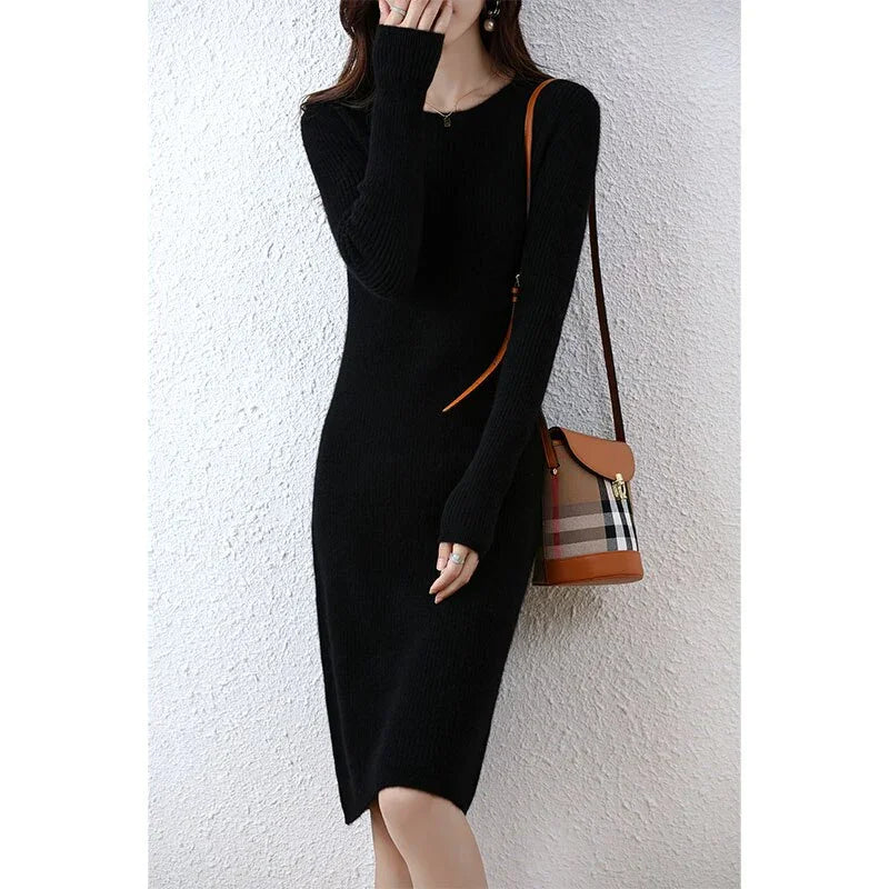 Vienna Cashmere Sweater Dress 100% Merino Wool LUXLIFE BRANDS