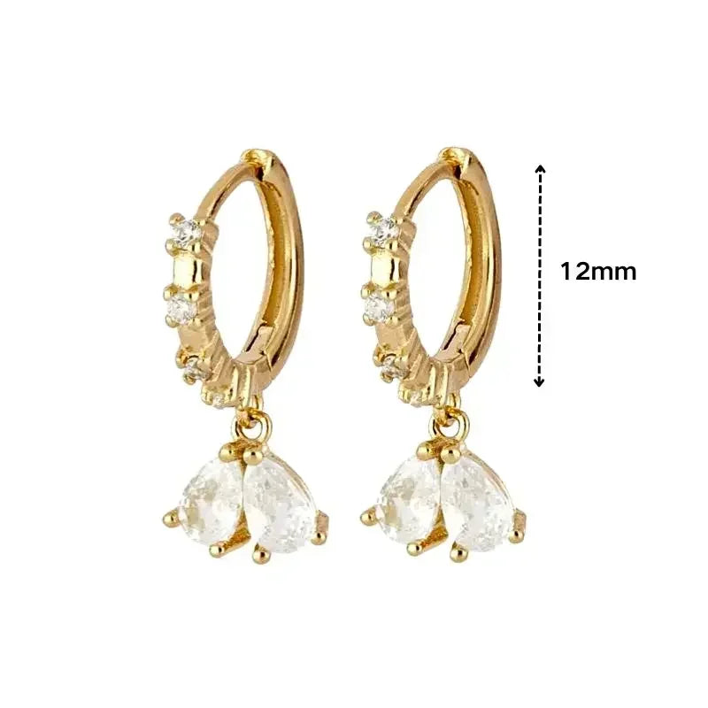 Luxury white crystal zircon earrings 925 sterling silver ear needles Hoop gold earrings For women Fashion Luxury Wedding Jewelry