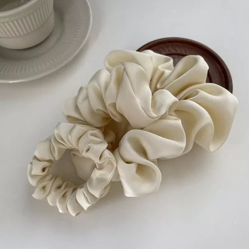 Oversize Satin Scrunchies Elastic Hair Ties Women Girls Big Silk Hair Bands Ponytail Holder Hair Rubber Bands Hair Accessories LUXLIFE BRANDS