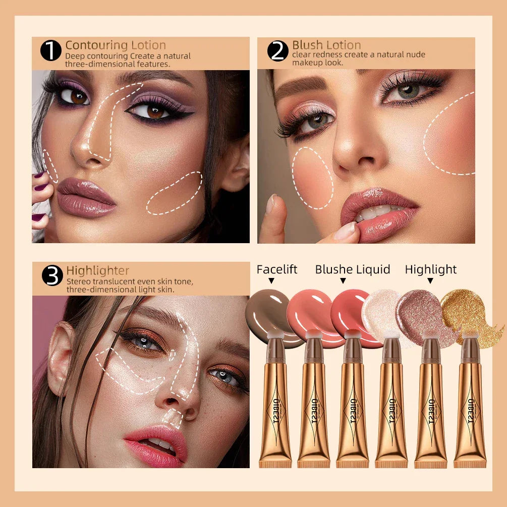QIBEST Cream Bronzer Contour Blusher Beauty Wand Highlighter Blush With Cushion Liquid Face Bronzer Wand Stick Applicator Makeup Luxlife Brands