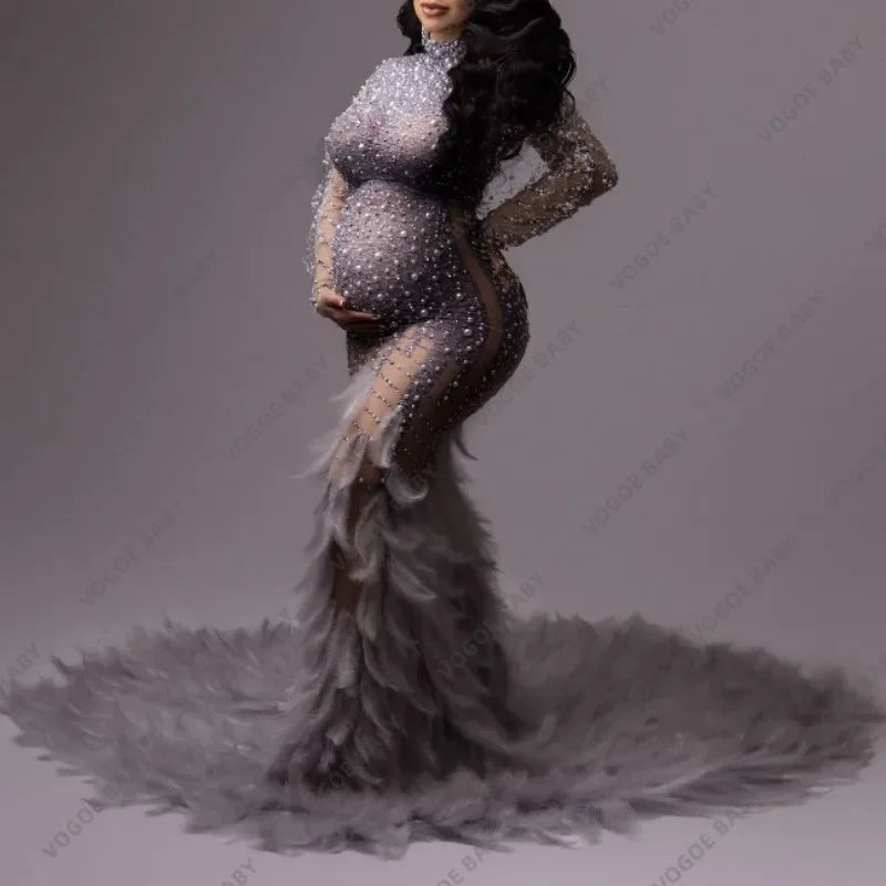 Beaded LUX Maternity Photo Shoot Dress