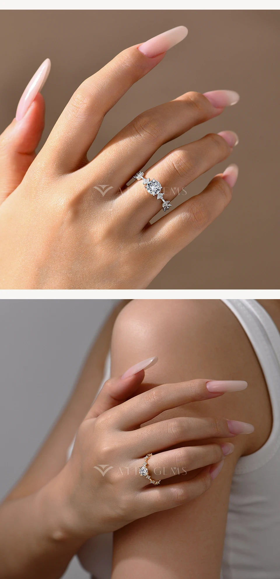 ATTAGEMS New Moissanite Ring for Women Four claws s925 Silver Rings Yellow Gold Plated Classic Anniversary Jewelry Free Shipping Luxlife Brands