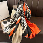 180*90cm Luxury Brand Spring Summer Autumn Women Clothing New Fashion Color matching printed silk scarf lady popular turba Luxlife Brands