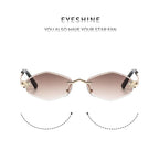 Trendy Rimless Polygonal Sunglasses Stylish Gradient Lens Metal Shades Eyewear Luxury Brand Small Rhombus Vintage Sun Glasses Luxlife Brands