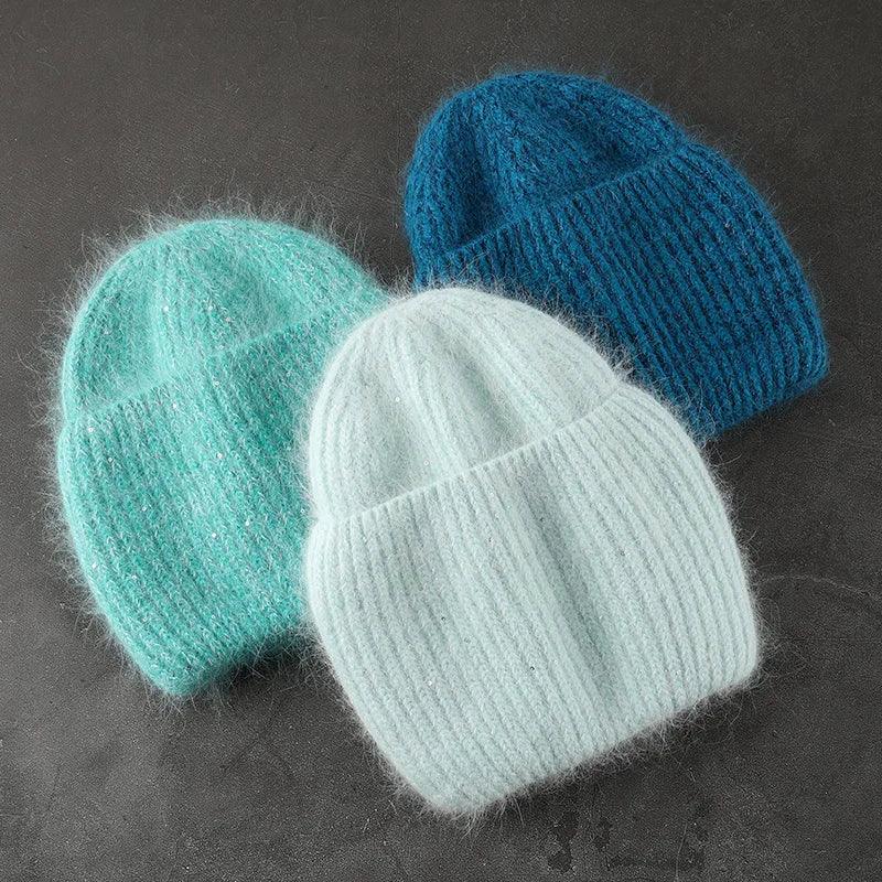 Women’s Rabbit Fur Beanie Hat LUXLIFE BRANDS