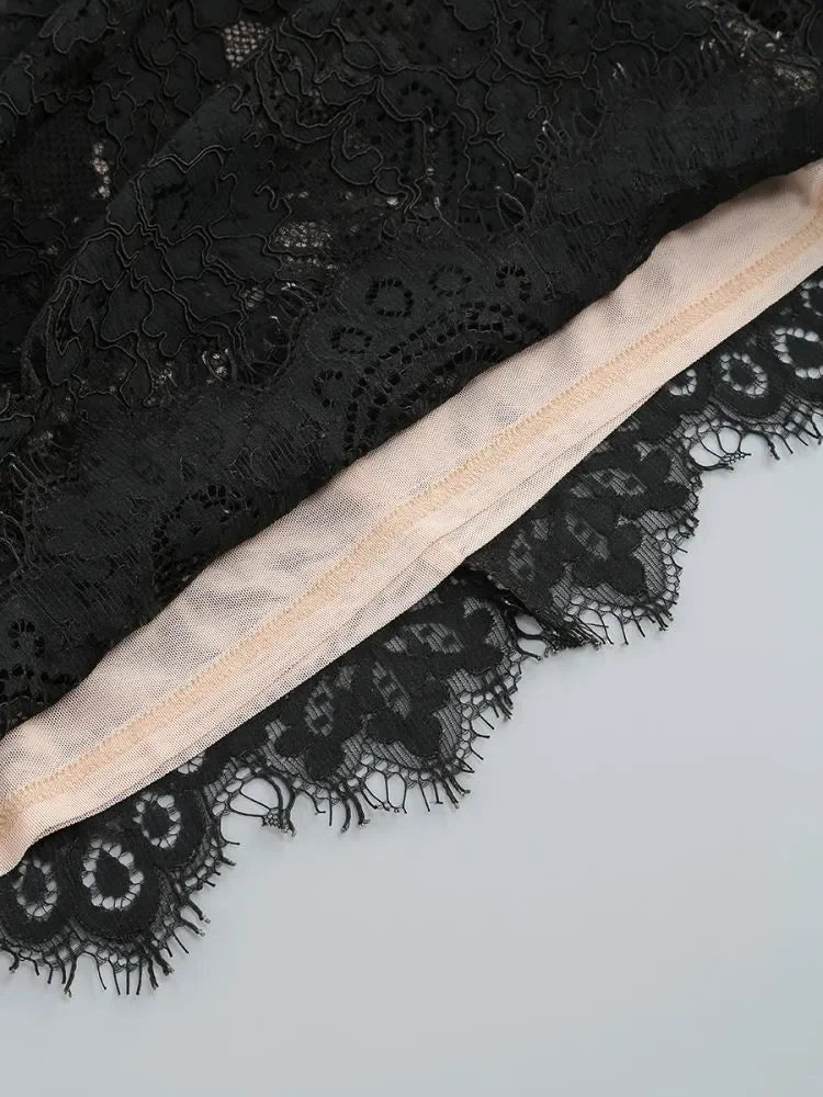 Women's Elegant Dresses White Birthday Dress for Women Luxury 2023 Autumn Pleated Evening Gowns Lace Patchwork Party Clothes LUXLIFE BRANDS