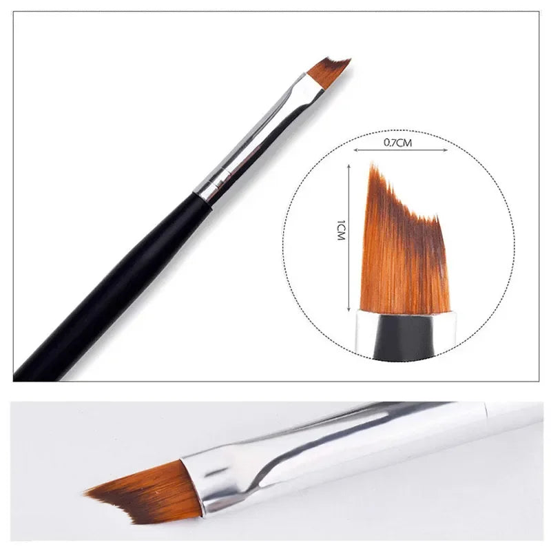 French Tips Oblique Nail Brush Black Handle Half Moon Shape UV Gel Nail Painting Drawing Pen Manicure DIY Design Tools LUXLIFE BRANDS