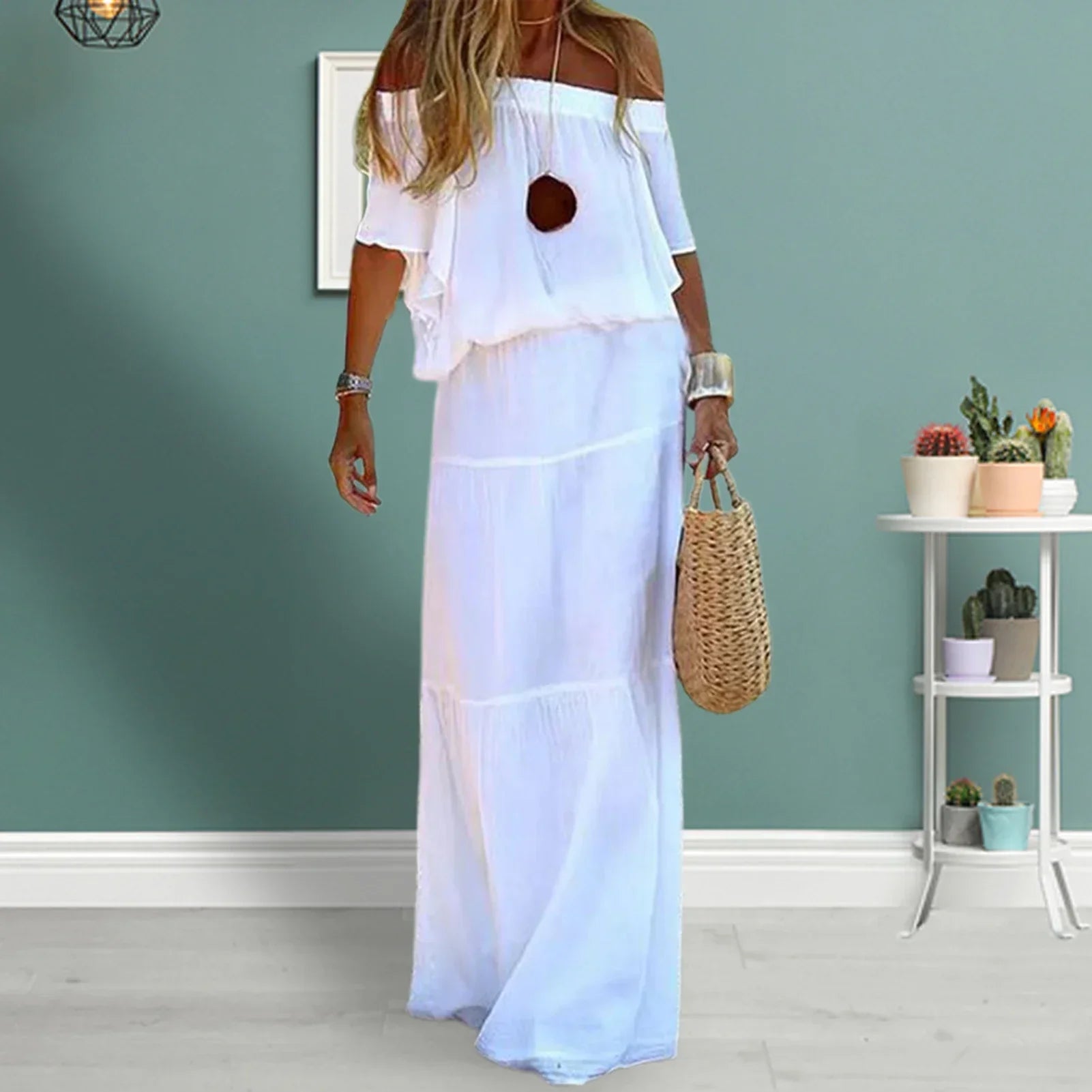 Chic Off The Shoulder Maxi Dress LUXLIFE BRANDS