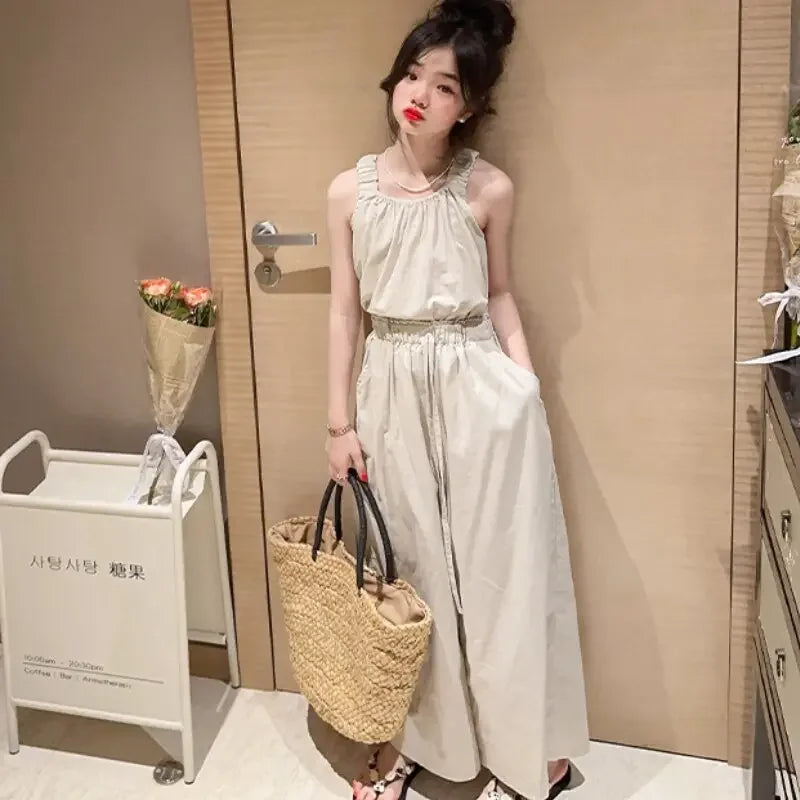 LUXKIDS Summer Wide Leg Pants & Vest Set 10 12 16 Years