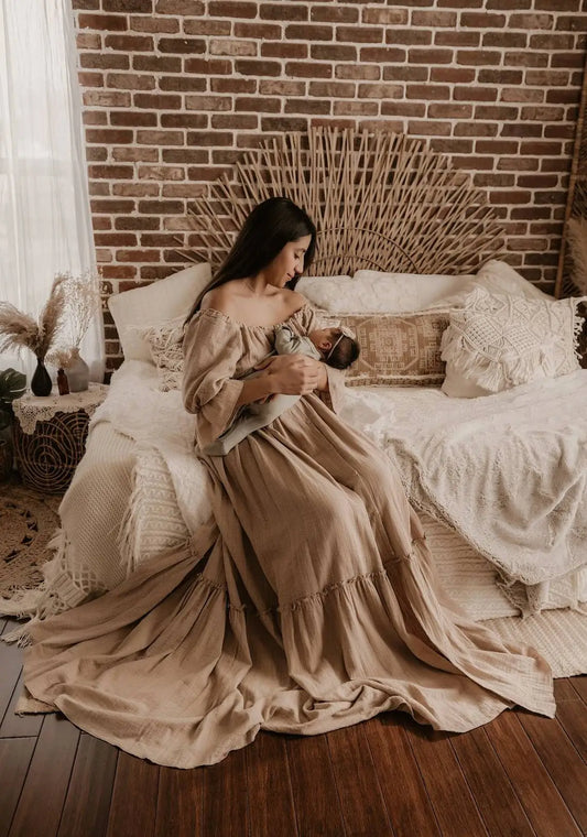 Maternity Linen Cotton Bohemian Dress