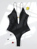 Miyouj Solid Color Swimwear Women's Swimsuit Bandage One Piece Suit High Waist Beachwear High Cut Bathsuit Hollow Out Swimsuits Luxlife Brands