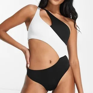 Sexy One piece Solid Color Women Bikini Set with Hollow Suspender Bikini Fashion Backless Swimsuit Low Waisted Bikini Set